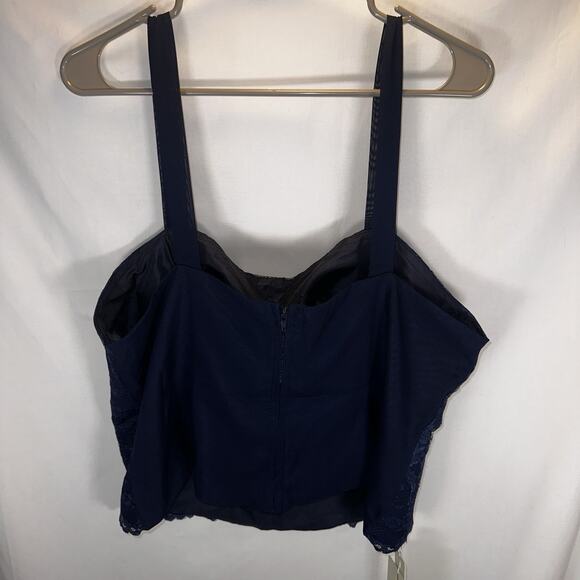 Plus Size Navy Blue Lace Bustier Crop Top Formal Wedding Evening Party Size 2X - Picture 2 of 8